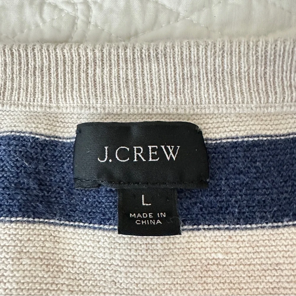 J.Crew Men's Striped Crewneck Sweater 100% Cotton Size Large K3602